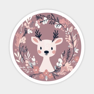 Boho Kawaii Reindeer – Whimsical Winter Animal Art Magnet